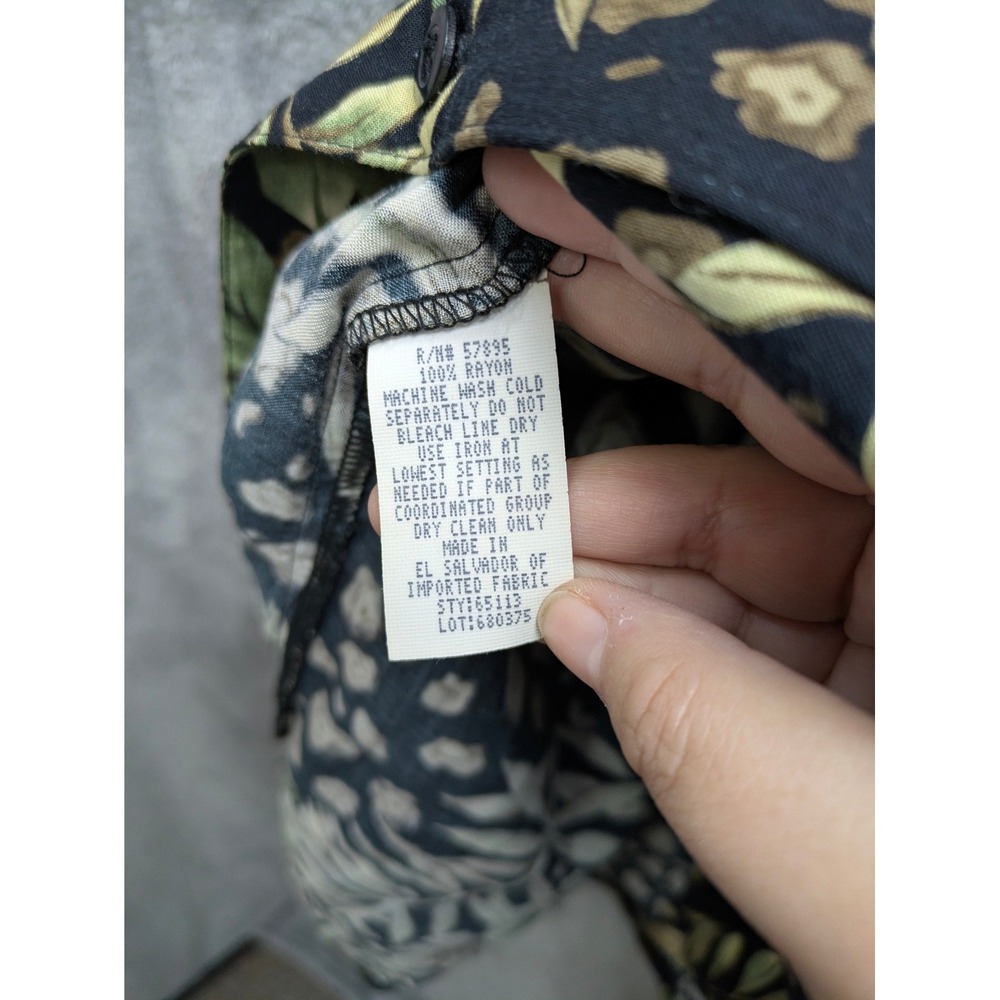 Tropical Leaf Print Button Down Shirt Womens 2X Botanical Vintage 90s Safari - Picture 3 of 7